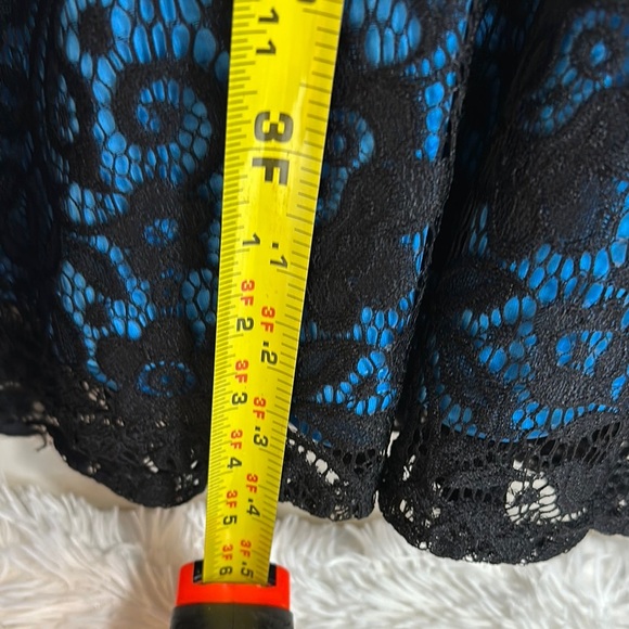 Lace Black and Blue Fit and Flare Midi Dress for Cocktail - Picture 10 of 11